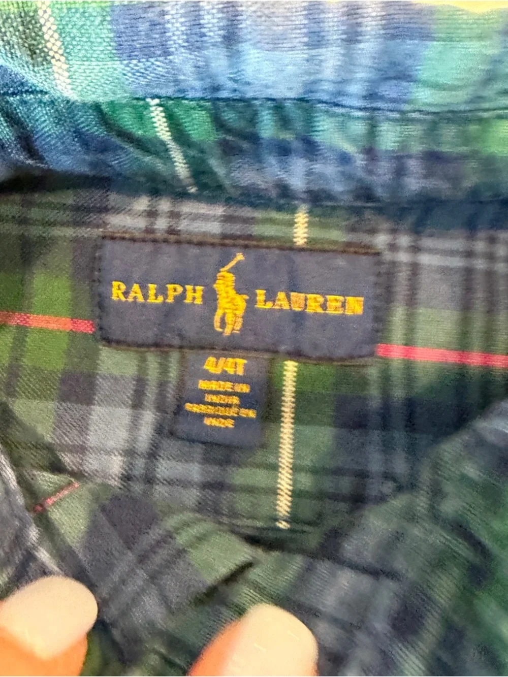 Ralph Lauren Boys 4T Kids Plaid Button-Down Shirts Blue‎ & Green and Red Bundle